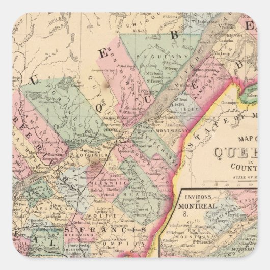 ケベックの地図バイミッチェル スクエアシール (正面)