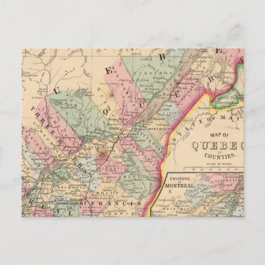 ケベックの地図バイミッチェル ポストカード (正面)