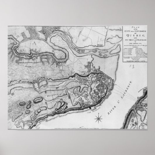 ケベックの市と周辺地域の地図 ポスター (正面)