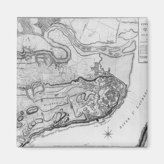 ケベックの市と周辺地域の地図 マグネット (正面)
