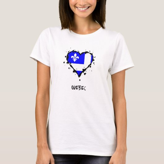 ケベックの(ばちゃばちゃ)跳ねるのハート Tシャツ (正面)