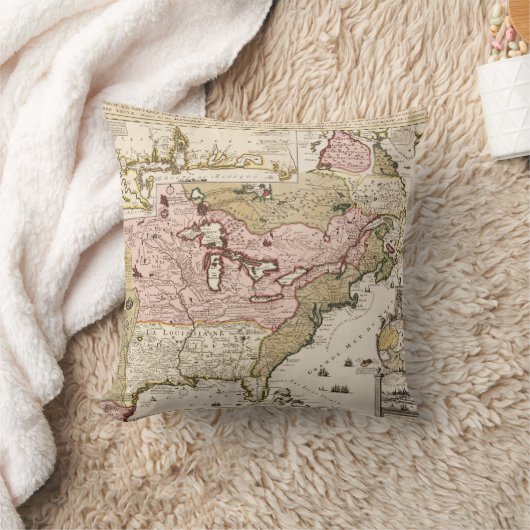 ケベックまたはニュースフランスの中世フランスのな地図アメリカ クッション (ブランケット)