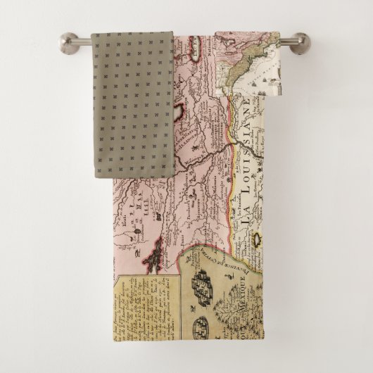 ケベックまたはニュースフランスの中世フランスのな地図アメリカ バスタオルセット (インサイチュ)