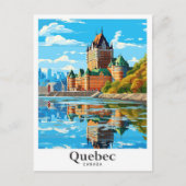 ケベックカナダアートヴィンテージトラベルイラストレーション ポストカード (正面)