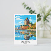 ケベックカナダアートヴィンテージトラベルイラストレーション ポストカード (スタンド正面)