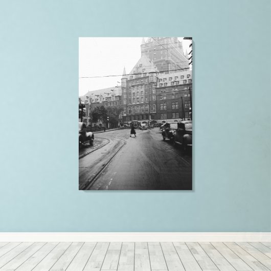 ケベックカナダキャッスルカーズ通り1930の写真 キャンバスプリント (インサイチュ (ウッドフロア))