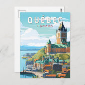 ケベックカナダトラベルアートヴィンテージ ポストカード (正面/裏面)