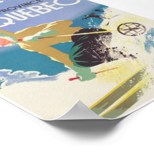 ケベックカナダヴィンテージスキー旅行ポスター ポスター (角)