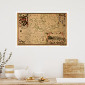 ケベックカナダ早期地図1688 ポスター (キッチン)