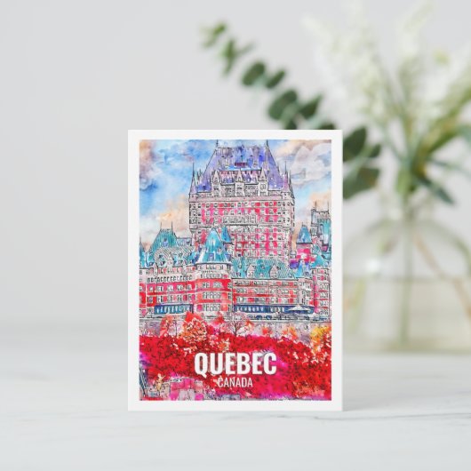 ケベックカナダ有名な旅行プレイスウォーターカラー ポストカード (スタンド正面)
