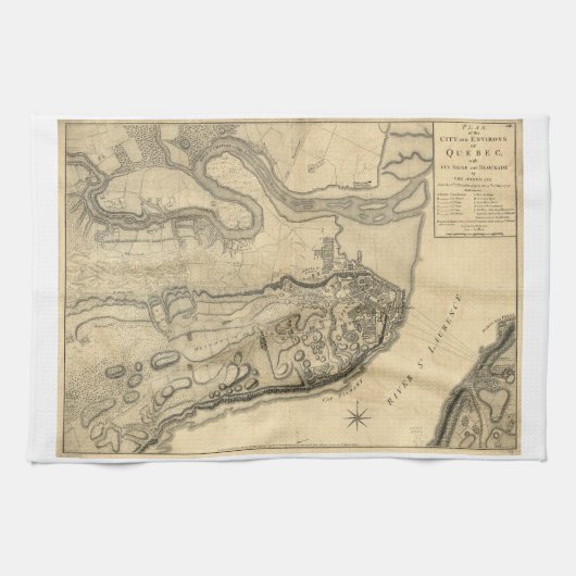 ケベックカナダ(1776年)の地域の地図 キッチンタオル (横)