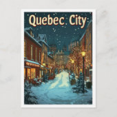 ケベックシティカナダアートヴィンテージトラベルイラストレーション ポストカード (正面)