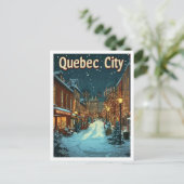 ケベックシティカナダアートヴィンテージトラベルイラストレーション ポストカード (スタンド正面)