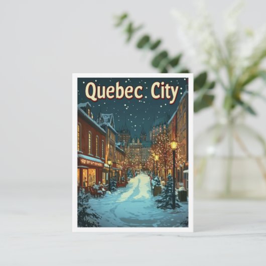 ケベックシティカナダアートヴィンテージトラベルイラストレーション ポストカード (スタンド正面)