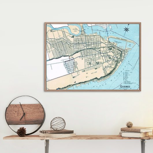 ケベックシティマップ1906年光沢ポスター ポスター