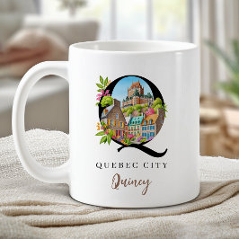 ケベックシティ モノグラム Q のイニシャル入りギフト コーヒーマグカップ