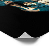 ケベックフラッグスカルオンブラック ポスター (角)