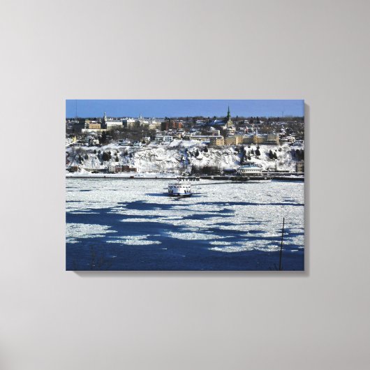 ケベック州セントローレンス川のフェリー キャンバスプリント (正面)