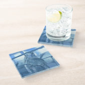 ケベック州ペリカンアイス彫刻 ガラスコースター (アングル)