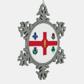 ケベック州モントリオール国旗 スノーフレークピューターオーナメント (左)