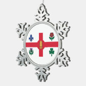 ケベック州モントリオール国旗 スノーフレークピューターオーナメント (右)