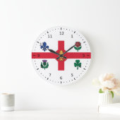 ケベック州モントリオール国旗 ラージ壁時計 (ホーム)