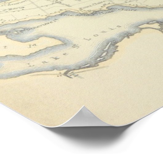 ケベック州モントリオール島のヴィンテージの地図 ポスター (角)