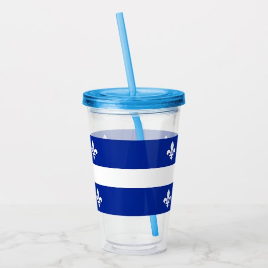 ケベック州旗を持つ愛国的なアクリルタンブラー アクリルタンブラー (左)