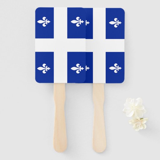 ケベック州旗を持つ愛国的なハンドファンのセット ハンドファン (正面&裏面)