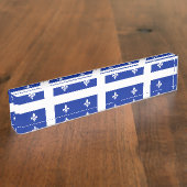 ケベック州旗を持つ愛国的な卓上の銘板 デスクネームプレート (側面)