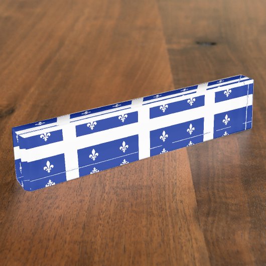 ケベック州旗を持つ愛国的な卓上の銘板 デスクネームプレート (側面)