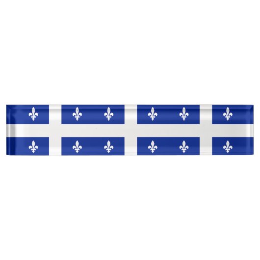 ケベック州旗を持つ愛国的な卓上の銘板 デスクネームプレート (正面)