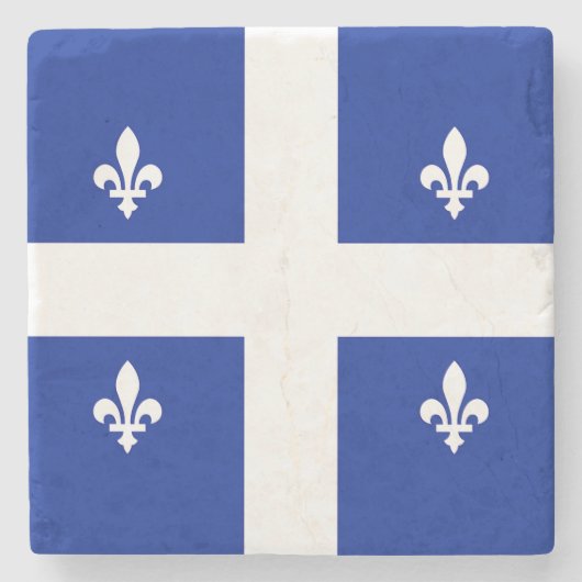 ケベック州旗を持つ愛国的な石コースター ストーンコースター (正面)