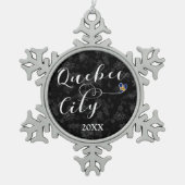 ケベック州旗ハート スノーフレークピューターオーナメント (正面)