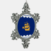 ケベック州旗 スノーフレークピューターオーナメント (左)