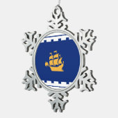 ケベック州旗 スノーフレークピューターオーナメント (右)