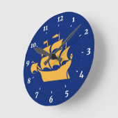 ケベック州旗 ラウンド壁時計 (傾斜)