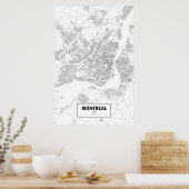 ケベック州，モントリオール（黒オン白） ポスター (キッチン)