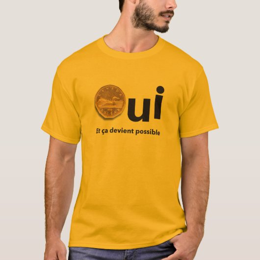 ケベック州 OUI 1995年国民投票 イエロー・ドルステッカー Tシャツ (正面)