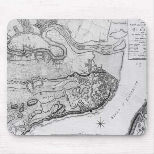 ケベック市そして周辺の地図 マウスパッド (正面)