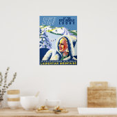 ケベック,カナダ,ローレンティアンマウンテンでスキーの女の子 ポスター (キッチン)