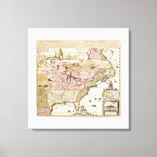 ケベック/ヌーヴェル – フランス中世フランスの地図アメリカ キャンバスプリント