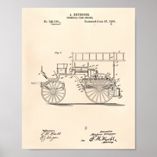 ケミカルファイヤーエンジン1893特許芸術オールドピーパー ポスター (正面)