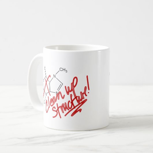 ケミストのためのカフェインマグ – 構造をクリーンアップ! コーヒーマグカップ (正面左)