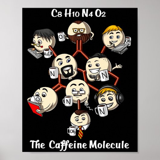 ケミストリー カフェイン 分子 おもしろ サイエンス オタク コーヒー ポスター (正面)
