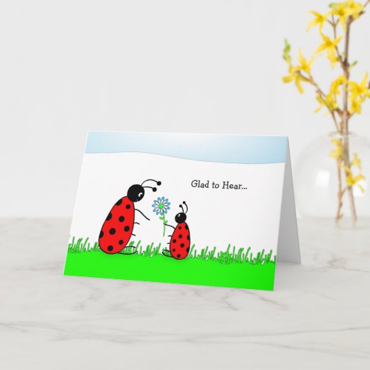 ケモおめでとうの最後のラウンドのお祝いカードレディーバグ カード (黄色い花)