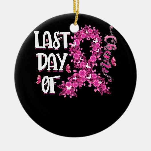 ケモピンク乳癌の最後の日の女性 セラミックオーナメント (正面)