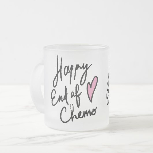 ケモ・マグの最後、ピンクの白と黒のマグ。 フロストグラスマグカップ (正面左)