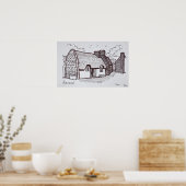 ケラスコートの茅葺き家 |フランス，ブリタニー ポスター (キッチン)