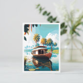 ケララインディアトラベルヴィンテージイラストレーション ポストカード (スタンド正面)